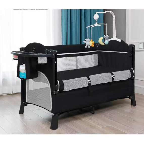 Teknum 4In1 Baby Bedside Co-Sleeper Bassinet Playpen With Rocker 0-3 Years 30Kg, Color: Black, 2 image