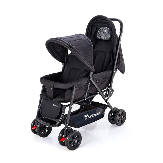 Teknum Double Baby Stroller Twin 6-36 Months 20Kg, Color: Black, 6 image