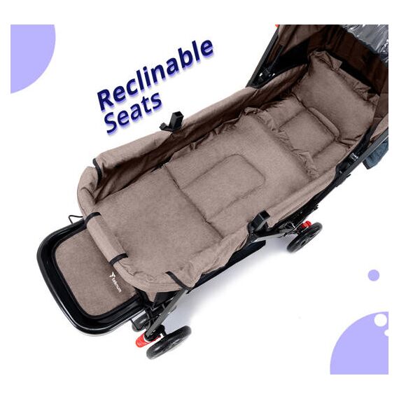 Teknum Double Baby Stroller Twin 6-36 Months 20Kg, Color: Khaki, 6 image