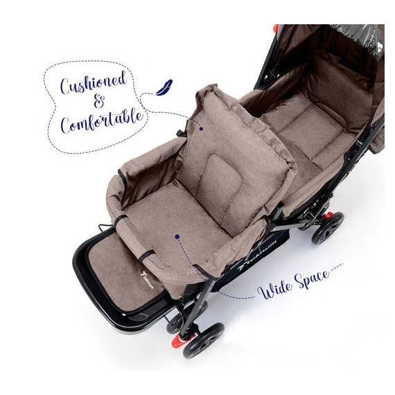 Teknum Double Baby Stroller Twin 6-36 Months 20Kg, Color: Khaki, 7 image