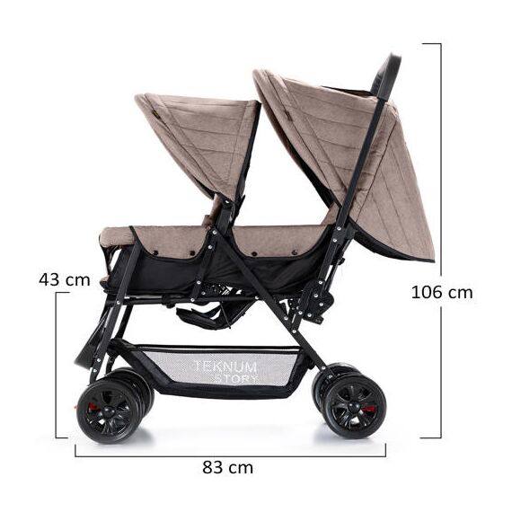 Teknum Double Baby Stroller Twin 6-36 Months 20Kg, Color: Khaki, 11 image
