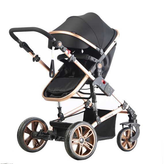Teknum 3In1 Baby Stroller With Bassinet Reversible Seat 0-3 Years 18Kg, Color: Black, 3 image