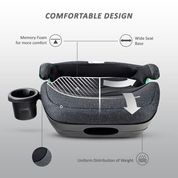 Teknum I-Size Car Seat Booster Isofix 4 Recline Modes 22Kg–36Kg 125–150Cm, Color: Grey, 4 image