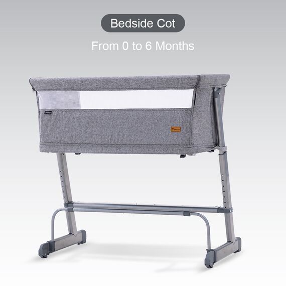 Teknum All-In-1 Bedside Crib Cot Playpen Sofa Expansion Pack 0-4 Years 100Kg, Color: Grey, 2 image