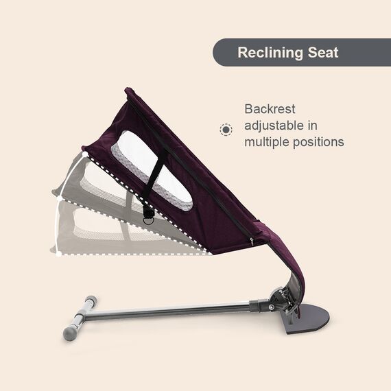 Teknum Baby Bouncer Recliner Seat With Grab Toys 0-6 Months 9Kg, Color: Purple, 5 image