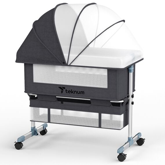 Teknum Moonlight Bedside Crib 0-2 Years, Color: Dark Grey