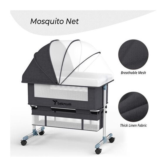 Teknum Moonlight Bedside Crib 0-2 Years, Color: Dark Grey, 5 image