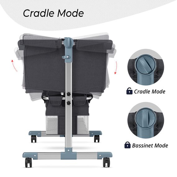 Teknum Moonlight Bedside Crib 0-2 Years, Color: Dark Grey, 8 image