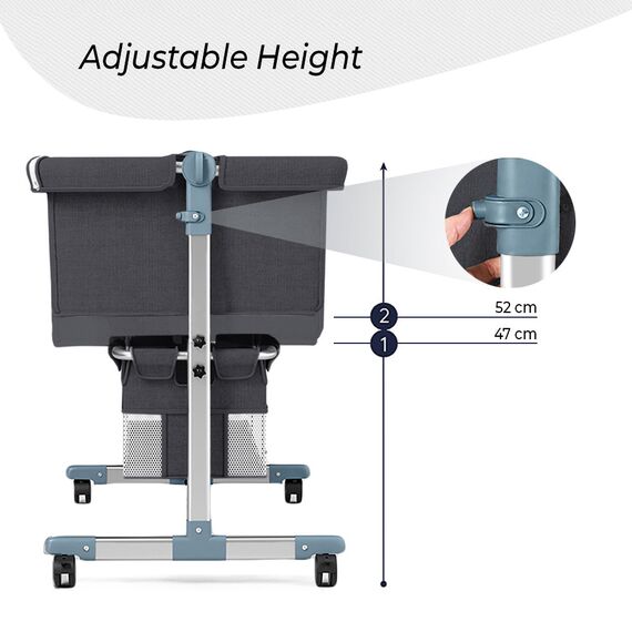 Teknum Moonlight Bedside Crib 0-2 Years, Color: Dark Grey, 9 image