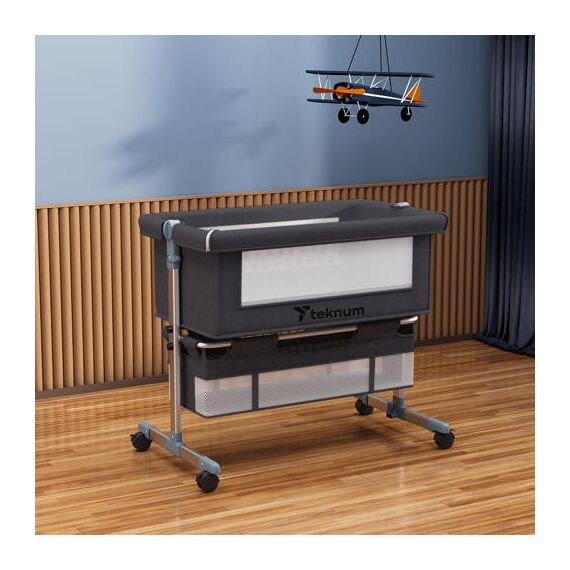Teknum Moonlight Bedside Crib 0-2 Years, Color: Dark Grey, 10 image