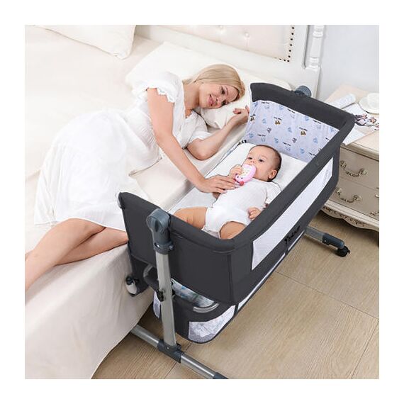 Teknum Moonlight Bedside Crib 0-2 Years, Color: Dark Grey, 12 image