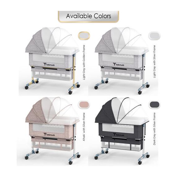 Teknum Moonlight Bedside Crib 0-2 Years, Color: Dark Grey, 16 image