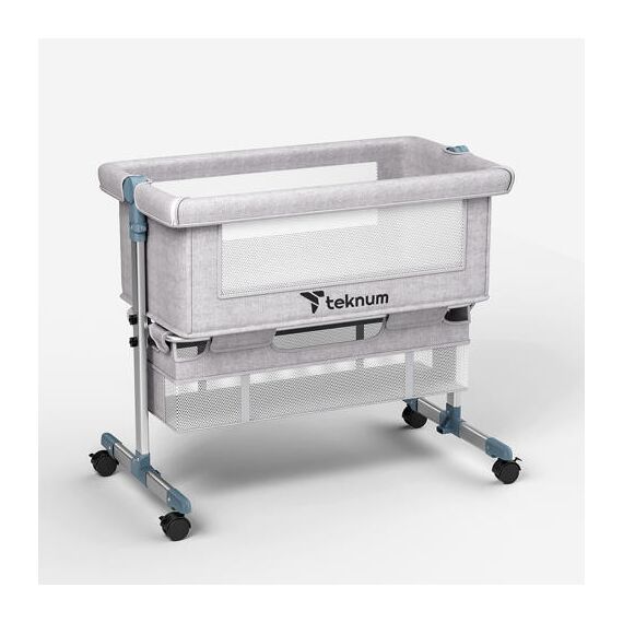 Teknum Moonlight Bedside Crib 0-2 Years, Color: Grey, 4 image