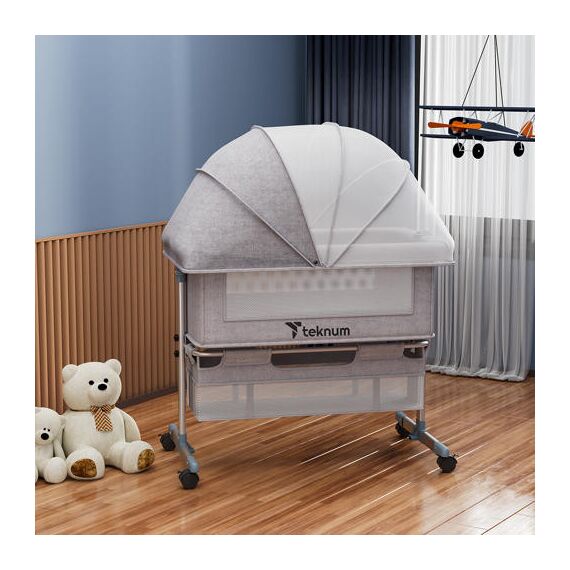 Teknum Moonlight Bedside Crib 0-2 Years, Color: Grey, 8 image