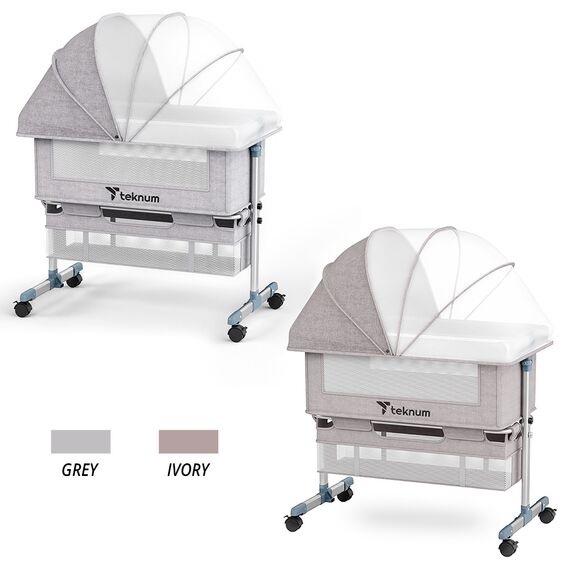 Teknum Moonlight Bedside Crib 0-2 Years, Color: Grey, 14 image