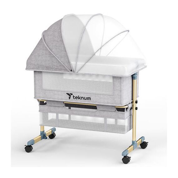 Teknum Moonlight Bedside Crib 0-2 Years, Color: Light Grey