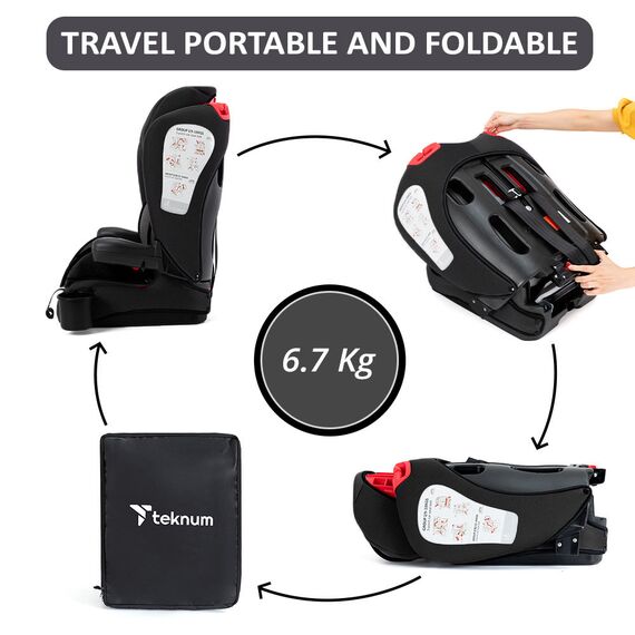 Teknum Pack And Go Car Seat Group 1/2/3 Foldable Portable 9Kg–36Kg, Color: Black, 4 image