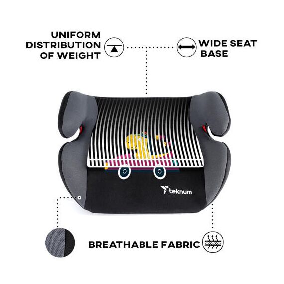 Teknum Dinosaur Car Seat Booster Group 2/3 15Kg–36Kg 4–12 Years, Color: Black & Grey, 5 image