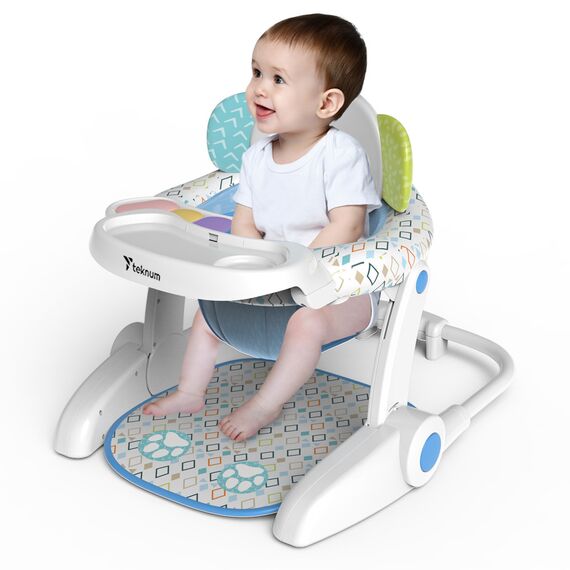 Teknum Baby Portable Dining Feeding Chair Recliner Activity Chair 6–30 Months Up To 12Kg, Color: White & Baby Blue, 2 image
