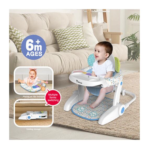 Teknum Baby Portable Dining Feeding Chair Recliner Activity Chair 6–30 Months Up To 12Kg, Color: White & Baby Blue, 9 image