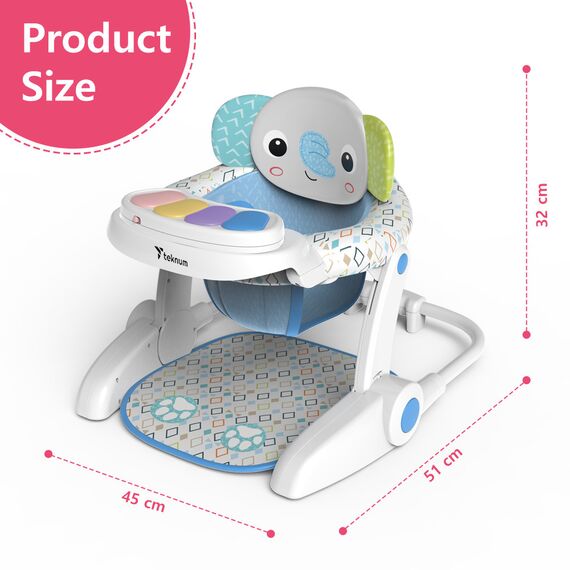 Teknum Baby Portable Dining Feeding Chair Recliner Activity Chair 6–30 Months Up To 12Kg, Color: White & Baby Blue, 10 image