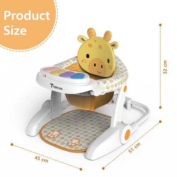 Teknum Baby Portable Dining Feeding Chair Recliner Activity Chair 6–30 Months Up To 12Kg, Color: White & Yellow, 9 image