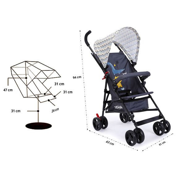 Teknum Eco Lite Baby Stroller Lightweight Foldable 6 Months+ Up To 15Kg, Color: Yellow Wave, 14 image