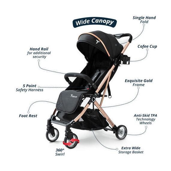 Teknum Explorer Travel Stroller Lightweight Cabin Friendly 6–36 Months Up To 15Kg, Color: Black, 6 image