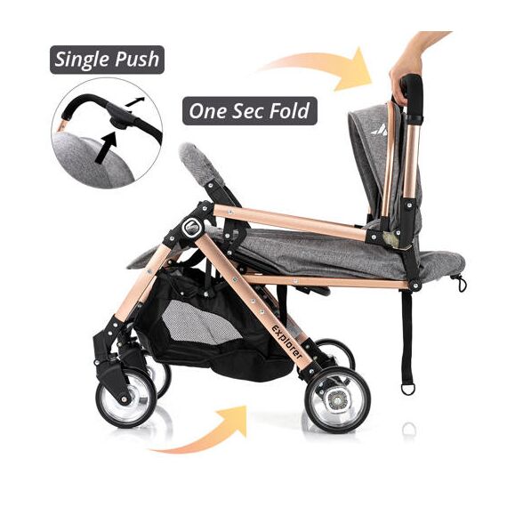 Teknum Explorer Travel Stroller Lightweight Cabin Friendly 6–36 Months Up To 15Kg, Color: Melange Grey, 7 image