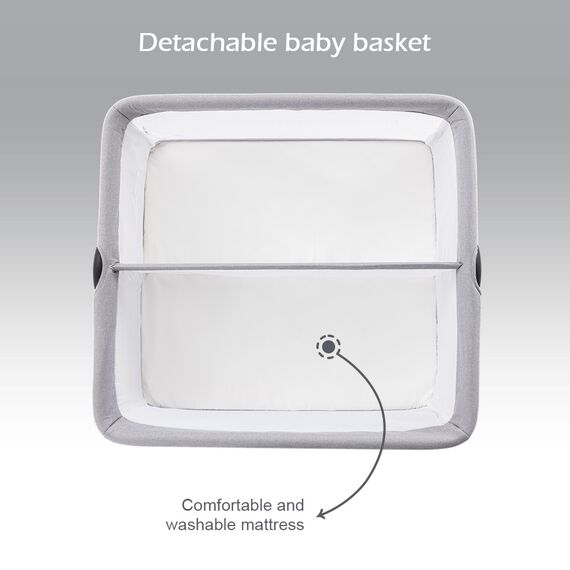 Teknum Fellow 2 Twin Bedside Crib Bassinet 0–6 Months Up To 18Kg, Color: Grey, 3 image