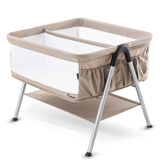 Teknum Fellow 2 Twin Bedside Crib Bassinet 0–6 Months Up To 18Kg, Color: Ivory