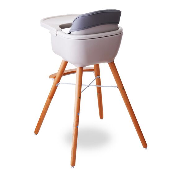 Teknum Premium Dual Height Wooden High Chair 6–36 Months Up To 15Kg, Color: Grey, 5 image
