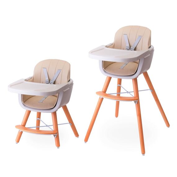 Teknum Premium Dual Height Wooden High Chair 6–36 Months Up To 15Kg, Color: Ivory