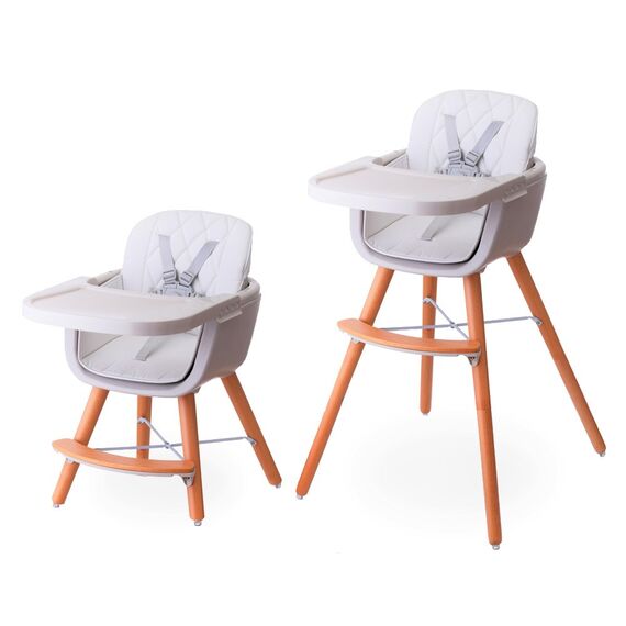 Teknum Premium Dual Height Wooden High Chair 6–36 Months Up To 15Kg, Color: White