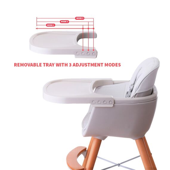 Teknum Premium Dual Height Wooden High Chair 6–36 Months Up To 15Kg, Color: White, 4 image