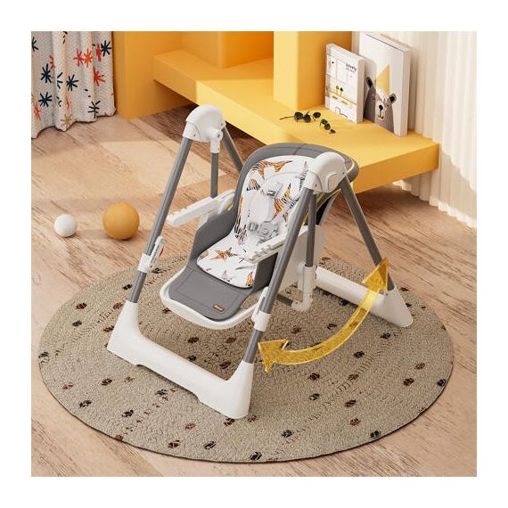 Teknum 5-In-1 Swing With High Chair Lockable Wheels 6–36 Months Up To 20Kg, Color: Grey, 5 image