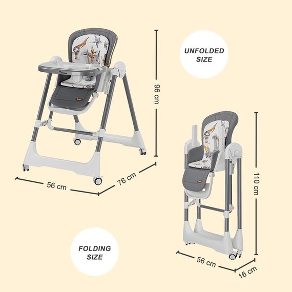 Teknum 5-In-1 Swing With High Chair Lockable Wheels 6–36 Months Up To 20Kg, Color: Grey, 7 image