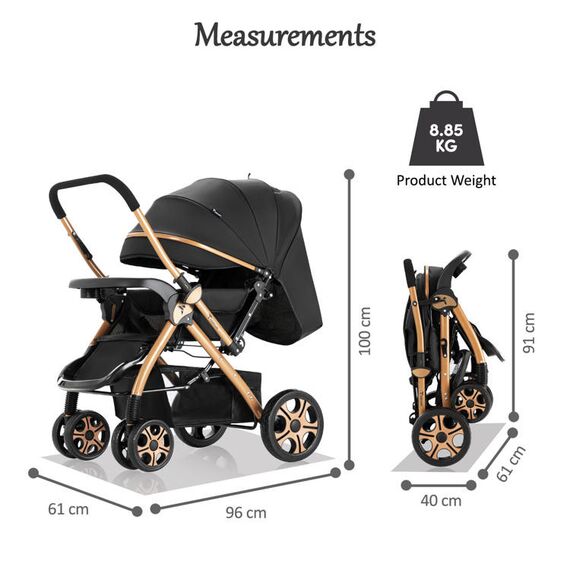 Teknum Reversible Trip2 Baby Stroller 0–36 Months Up To 22Kg, Color: Black, 13 image