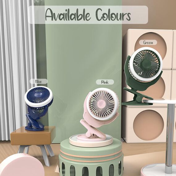 Teknum 2-In-1 Stroller Usb Charging Fan With Light 1200Mah, Color: Blue, 8 image