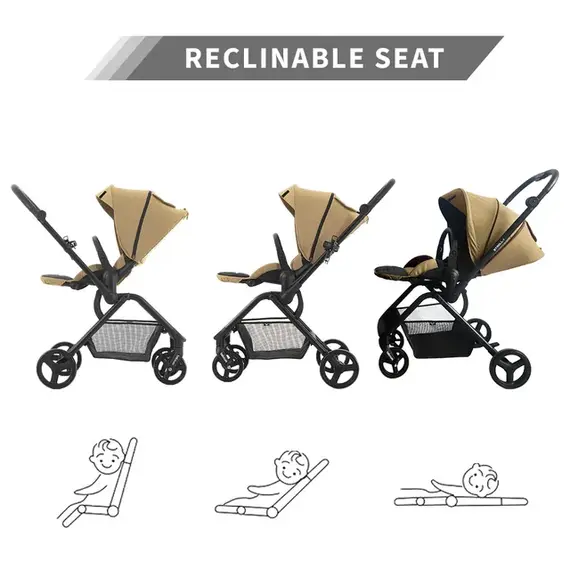 Teknum Stroll-1 Reversible Travel Baby Stroller 0–48 Months Up To 22Kg, Color: Khaki, 6 image