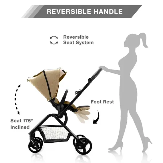 Teknum Stroll-1 Reversible Travel Baby Stroller 0–48 Months Up To 22Kg, Color: Khaki, 4 image