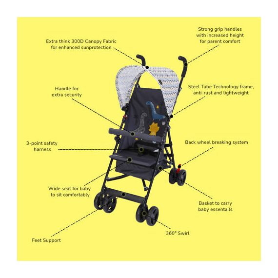 Teknum Eco Lite Baby Stroller With Sunveno Diaper Bag Combo, 3 image