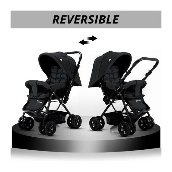 Teknum Reversible Look At Me Stroller Combo With Diaper Bag Hooks & Changing Pad 6–36 Months Up To 15Kg, Color: Black, 9 image