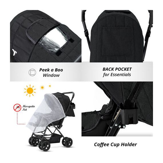 Teknum Reversible Look At Me Stroller Combo With Diaper Bag Hooks & Changing Pad 6–36 Months Up To 15Kg, Color: Black, 11 image