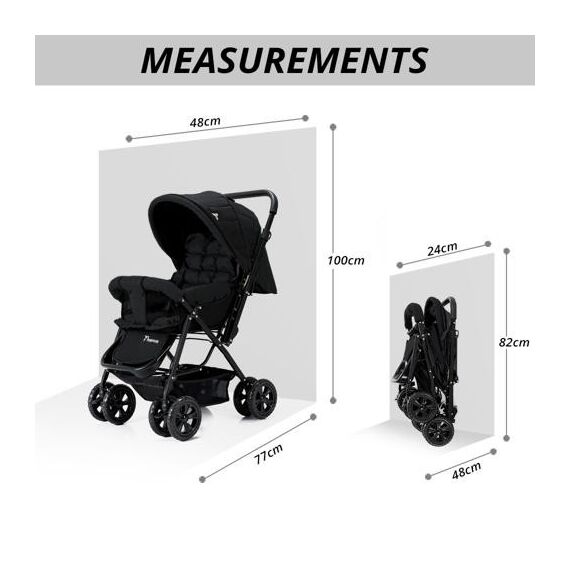 Teknum Reversible Look At Me Stroller Combo With Diaper Bag Hooks & Changing Pad 6–36 Months Up To 15Kg, Color: Black, 14 image