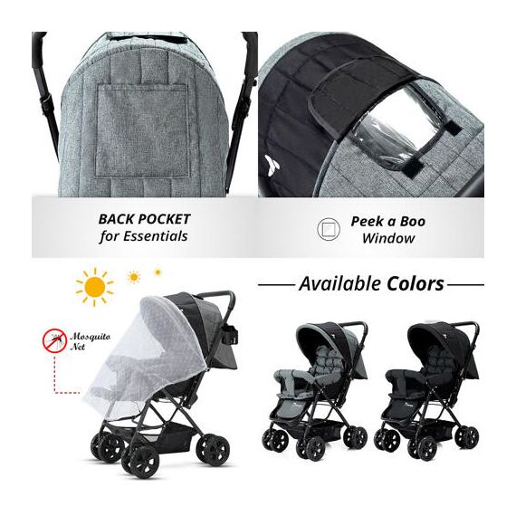 Teknum Reversible Look At Me Stroller Combo With Diaper Bag Hooks & Changing Pad 6–36 Months Up To 15Kg, Color: Grey, 14 image