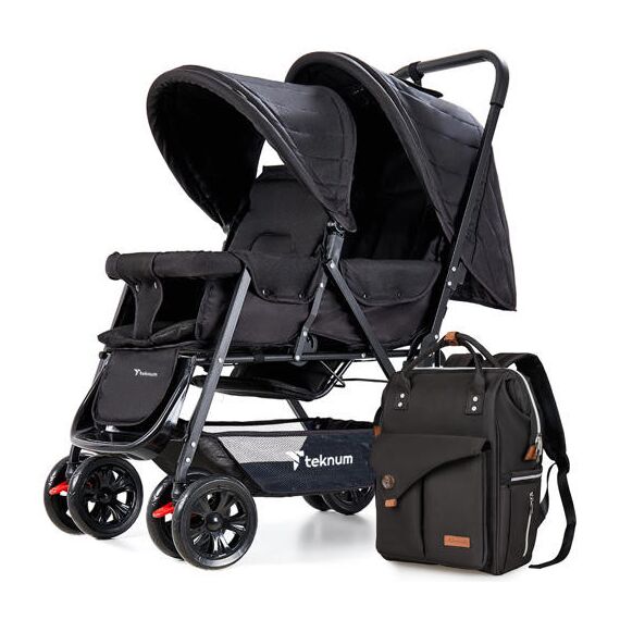 Teknum Double Stroller Combo 6–36 Months 2 X 15Kg, Color: Black