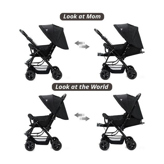 Teknum Look At Me Reversible Baby Stroller With Diaper Bag, 3 image