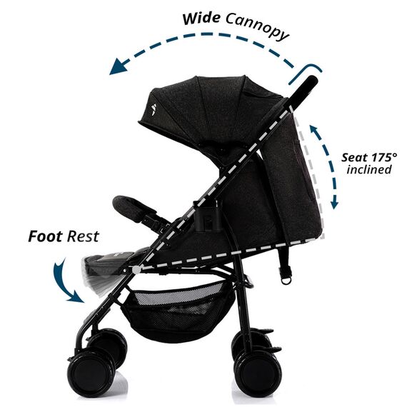 Teknum Trip Plus Stroller With Diaper Bag Combo 6–36 Months Up To 15Kg, Color: Black, 3 image