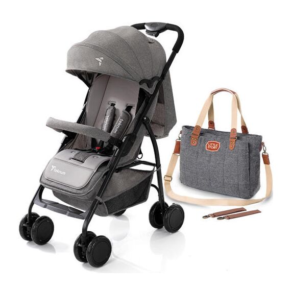 Teknum Trip Plus Stroller With Diaper Bag Combo 6–36 Months Up To 15Kg, Color: Grey